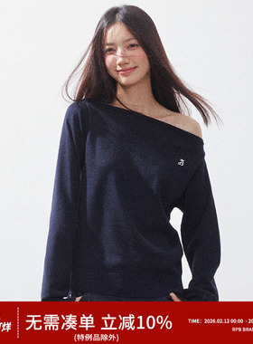 RPB BRAND 松弛感 斜肩露肩长袖慵懒廓形宽松卫衣针织衫毛衣女