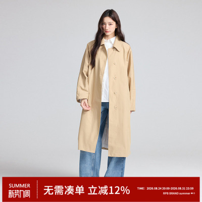 RPB BRAND韩版新款复古时尚廓形长款风衣外套女宽松休闲百搭大衣