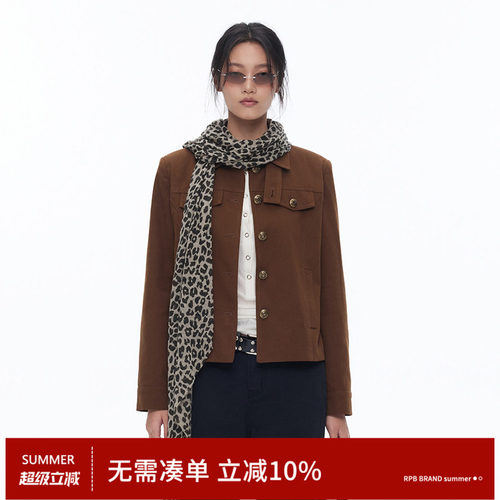 RPB BRAND 美式复古立领短外套女修身显瘦百搭小众设计感夹克