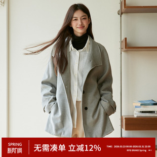 RPB BRAND秋冬翻领气质毛呢呢子大衣简约高级感宽松休闲外套