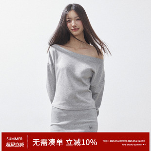 RPB BRAND松弛感斜肩一字肩卫衣短裤卫裤慵懒美式辣妹显瘦套装