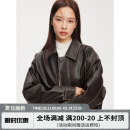 秋冬翻领拉链机车外套经典 百搭短款 BRAND RPB PU皮夹克皮衣女