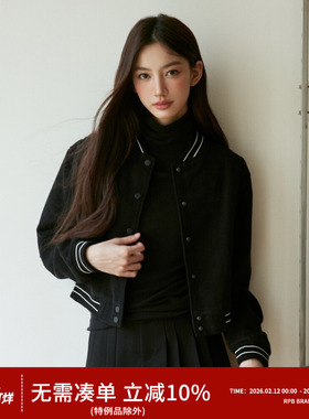 RPB BRAND韩系学院风棒球服短款外套毛呢夹克修身显瘦女秋季上衣