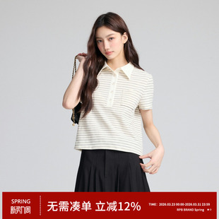 春夏设计感显瘦上衣T恤 polo衫 RPB BRAND清爽通勤简约翻领条纹短袖