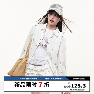 宽松休闲挺括慵懒风白色外套衬衣上衣 长袖 RPB BRAND满印碎花衬衫