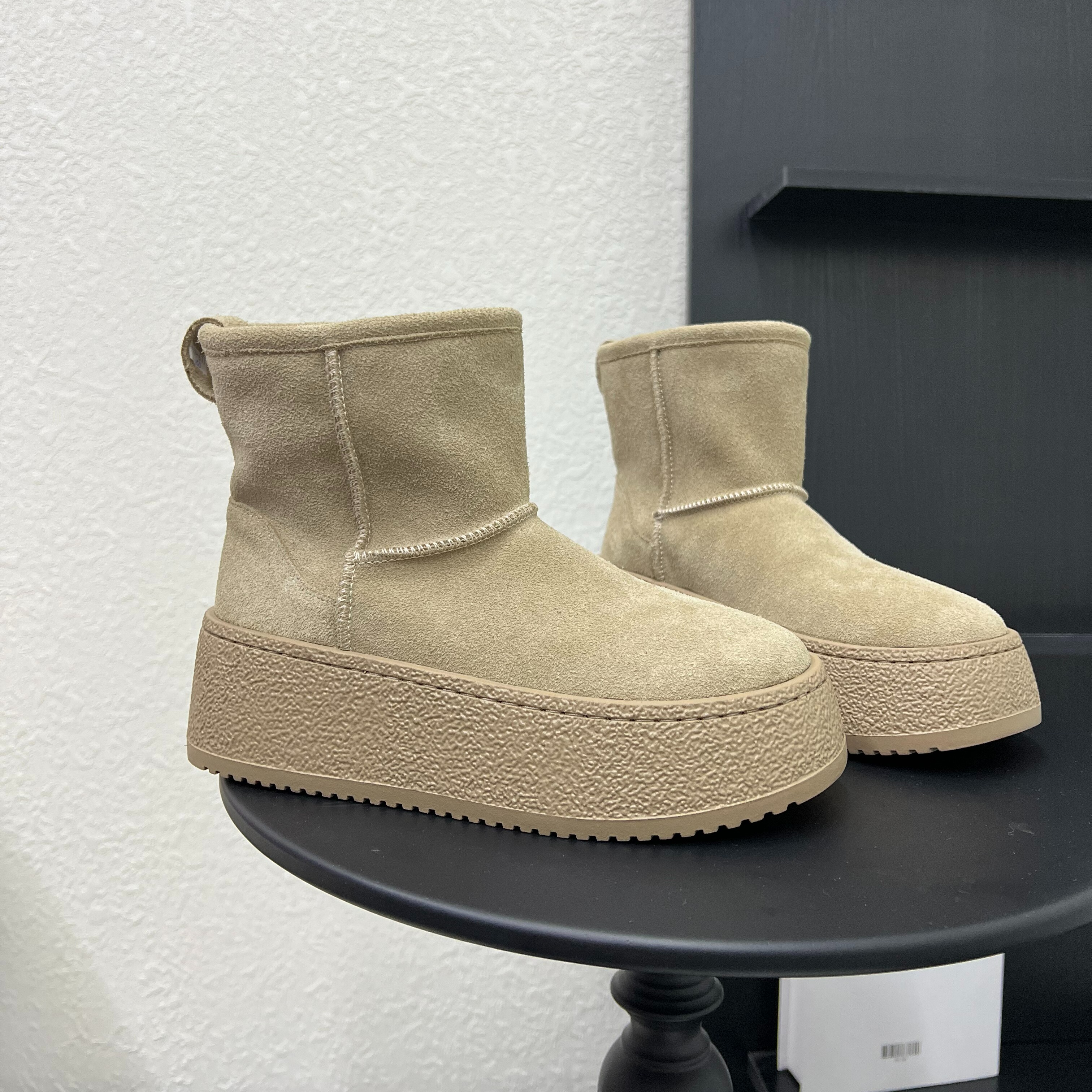 韩系磨砂皮厚底增高雪地靴女2025冬加绒保暖短筒棉靴防滑东北棉鞋