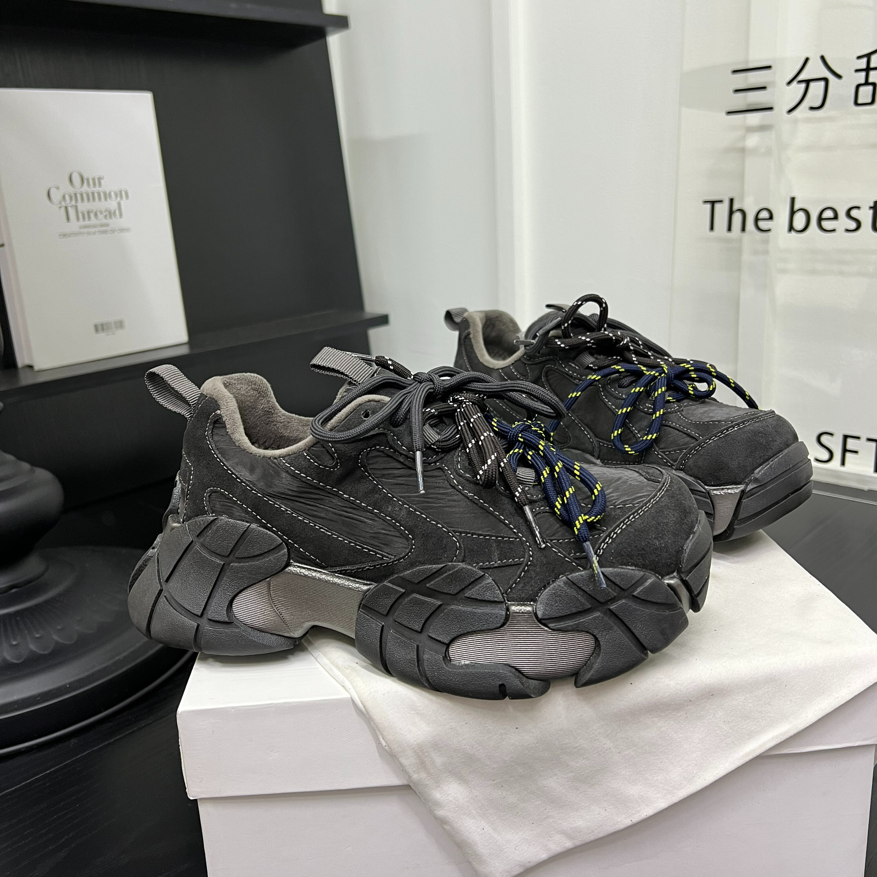 欧洲站真皮厚底增高老爹鞋女2025新款双系带运动休闲鞋跑步鞋棉鞋