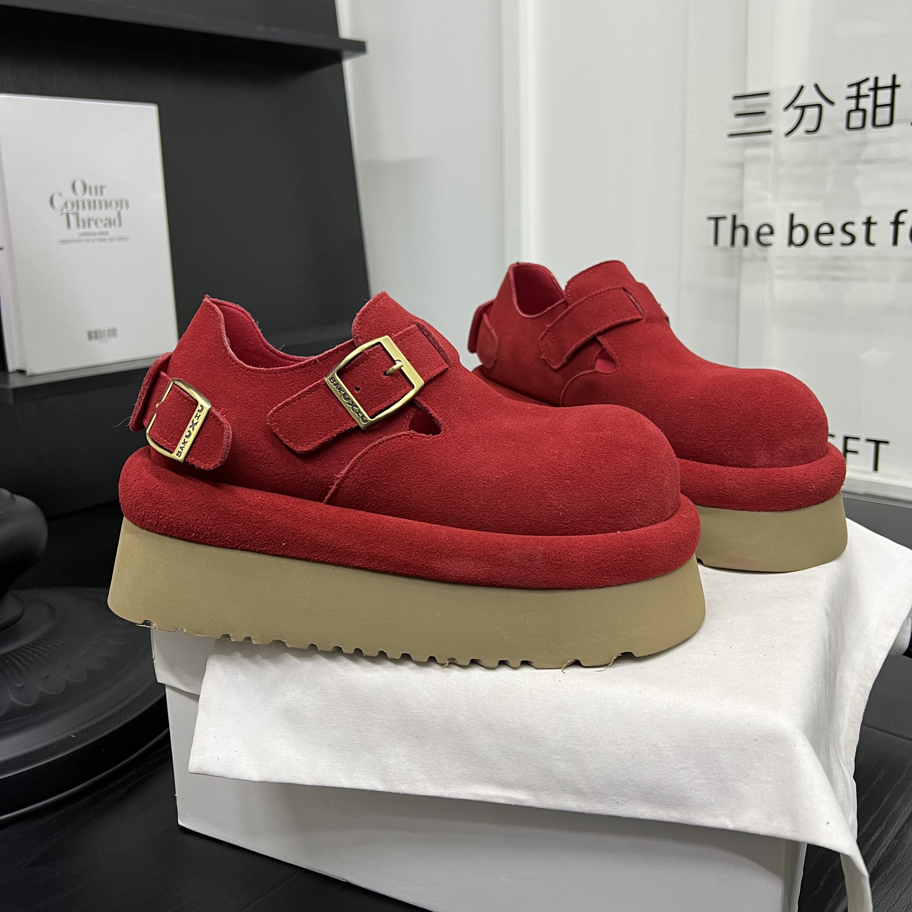 韩系复古磨砂皮卡扣厚底勃肯鞋女2026年百搭一脚蹬懒人鞋休闲单单,女鞋,勃肯鞋/软木鞋,淘宝优惠券,粉丝福利购,淘宝优惠卷