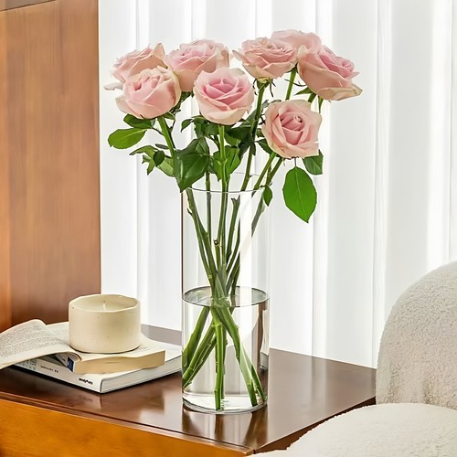 亚克力花瓶高透明富贵竹水培器皿鲜花室内桌面摆件耐摔插花醒花桶