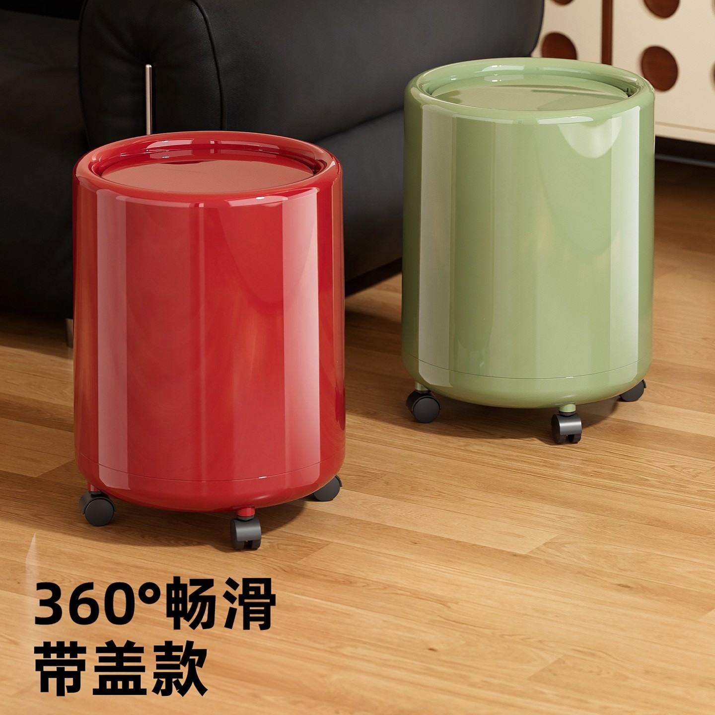 垃圾桶大号大容量感轻奢家用客厅卫生间带轮子双层垃圾桶带盖