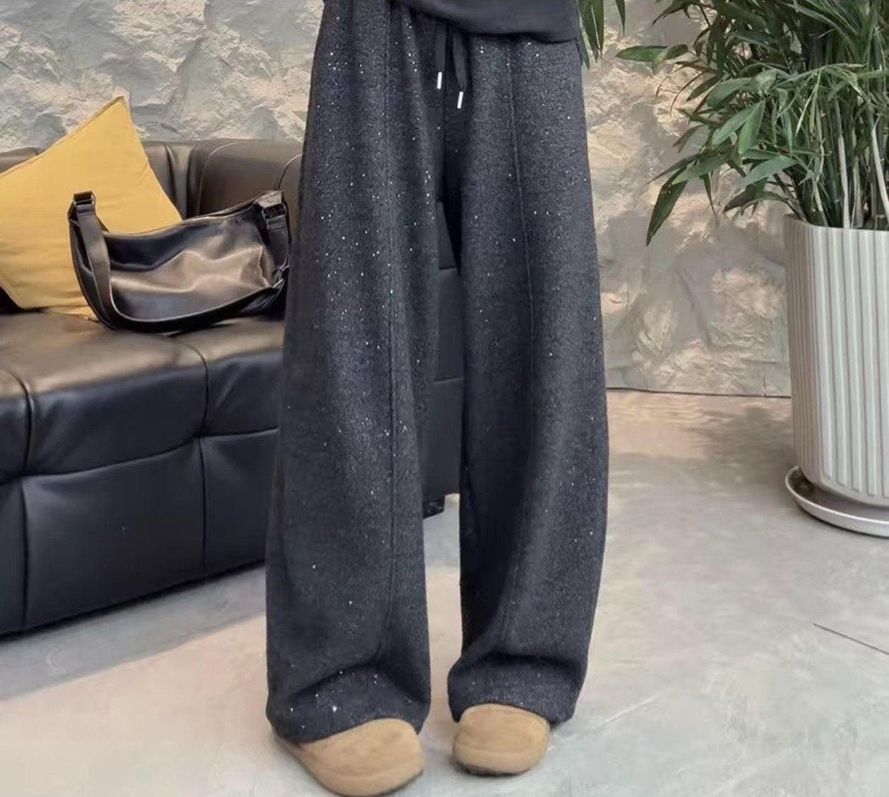 2026秋冬新款松紧腰撒银裤子女高级百搭阔腿显瘦弯刀裤子,女装/女士精品,休闲裤,淘宝优惠券,粉丝福利购,淘宝优惠卷