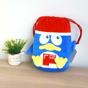 卡通小包圣诞礼物袋动物毛绒收纳袋抽绳束口袋可爱毯子披肩午睡毯