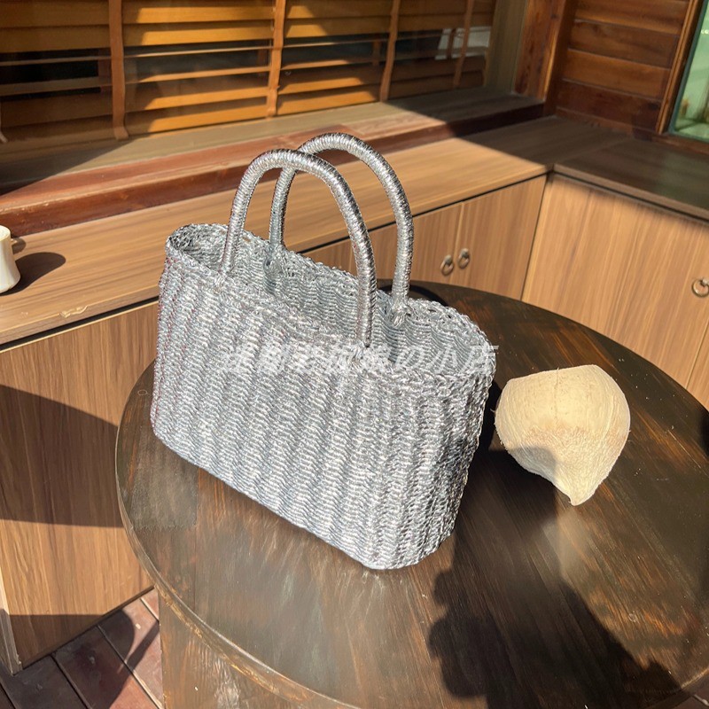 银色高级感手工编织闪片包结合啦