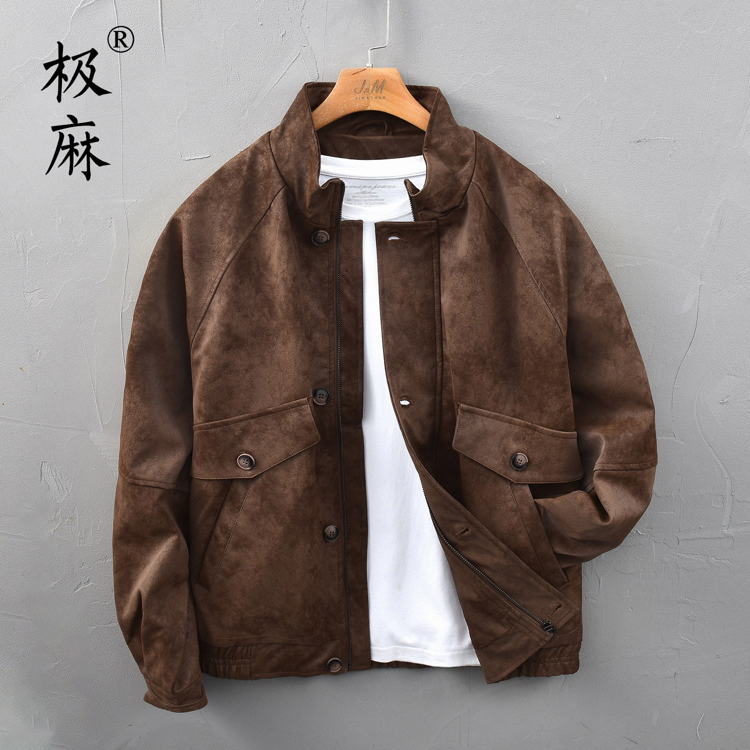 复古加厚保暖PU休闲皮夹克