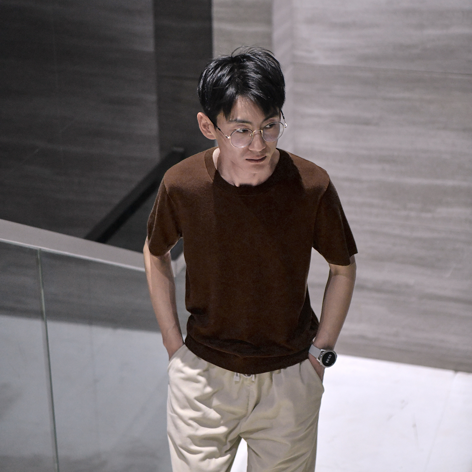 极麻复古圆领绵羊毛短袖T恤男士夏季基础休闲大码宽松针织体恤衫