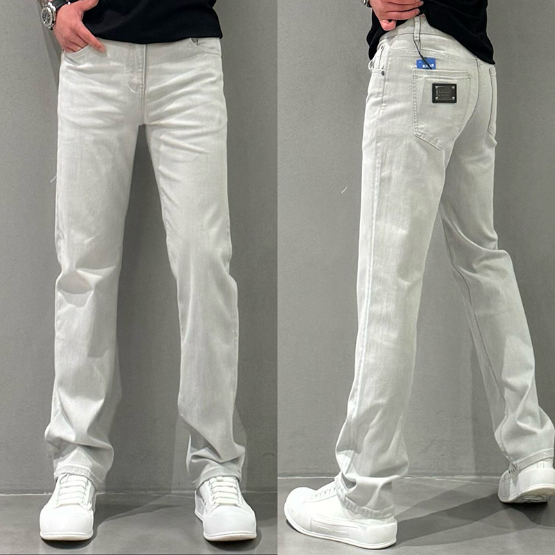 欧货高品质简约纯色直筒牛仔裤男