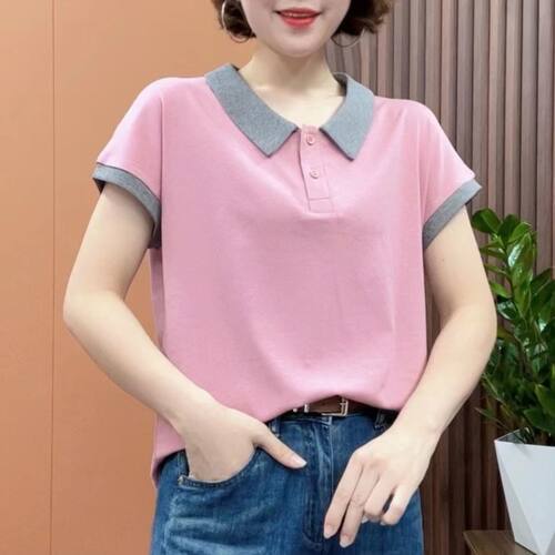 洋气减龄常规纯棉女通勤短袖纽扣