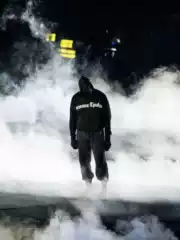 Spot upgraded Yeezy X Gosha Haikou Vulture s2 demo with Black Dog 2 hooded sweatshirt around