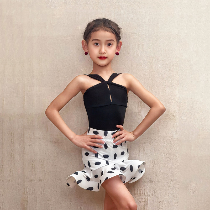 康尼拉丁舞服夏季新款女童舞蹈服上衣短裙套装练功服时尚表演出服
