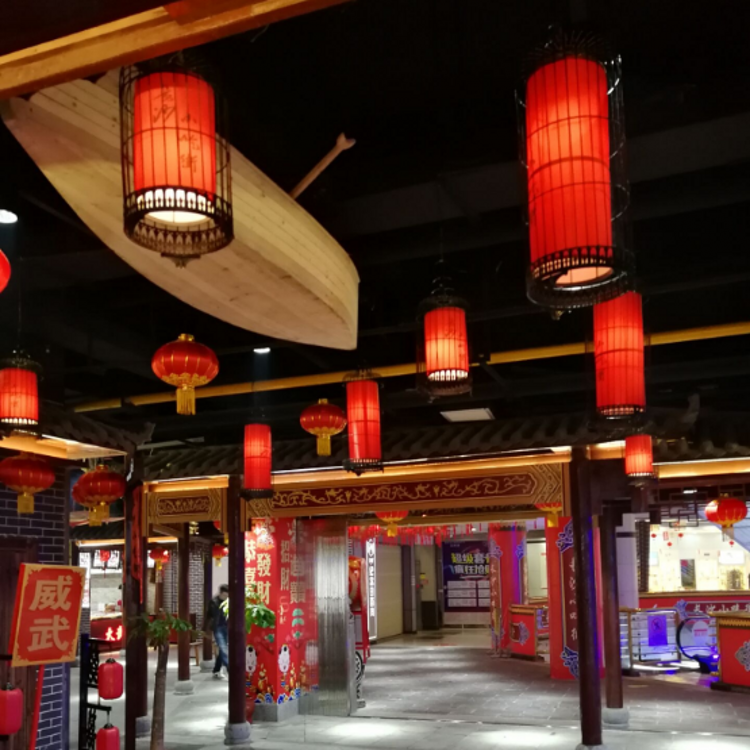 火锅店铁艺鸟笼吊灯带射灯饭店餐厅创意新中式红灯笼灯复古中国风
