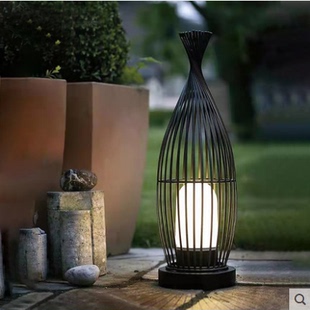 新中式 饰灯鸟笼花园别墅院子落地灯草坪灯 户外鱼尾防水景观庭院装