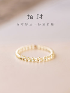 Get Rich Overnight 超極細 2mm シトリン リング レディース トランスファー ビーズ 超極細 秋デザイン ニッチ イン ラッキー リング