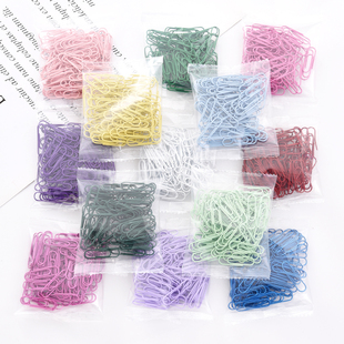 28mmPET包塑回形针80枚一袋装优质3#加硬彩色回纹针大红白色别针