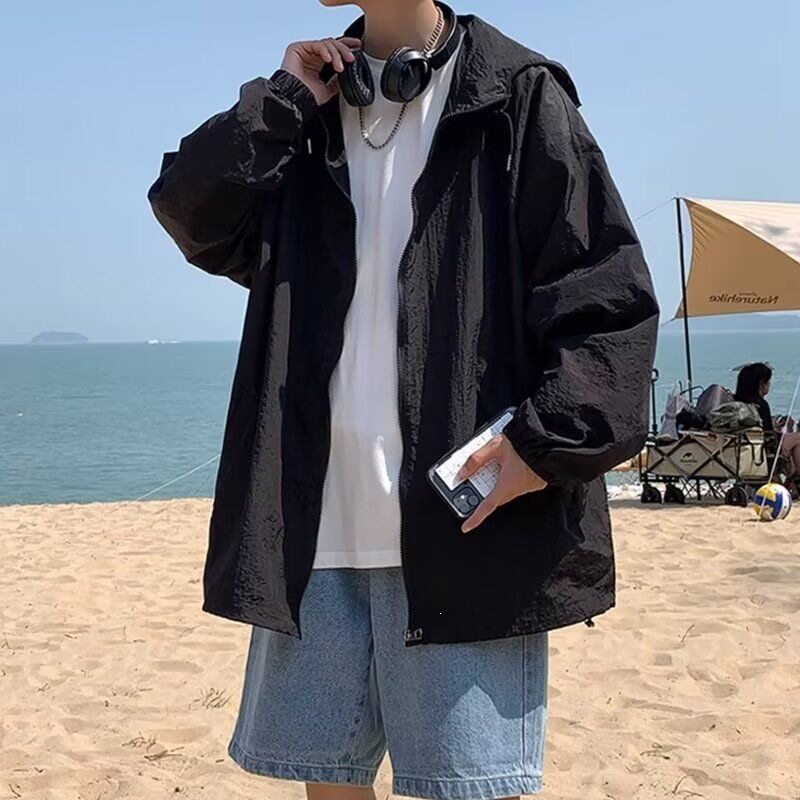 男士夏季薄款连帽防晒透气夹克