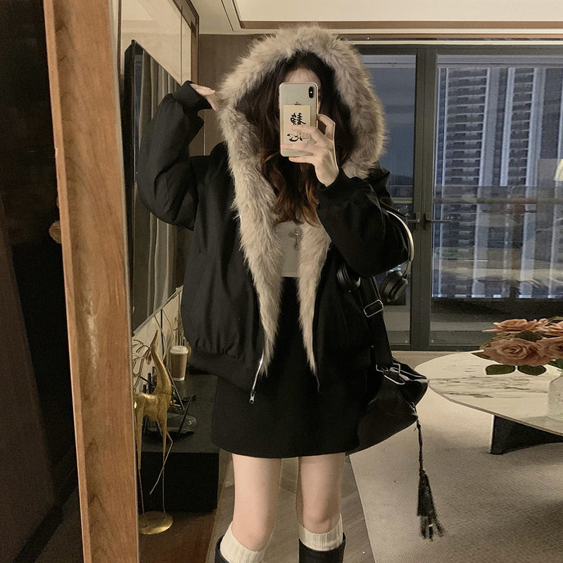 正反两面穿皮毛一体外套女
