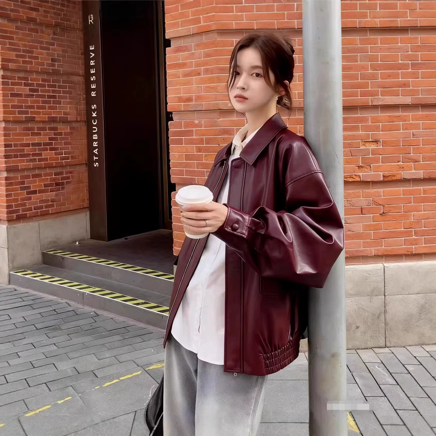 2026春秋女机车皮夹克大码黑色