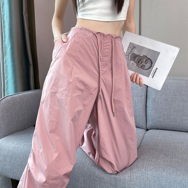 夏季美式高腰束脚工装裤女舞蹈