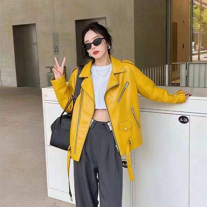 新款女短款机车2026新款韩版春秋潮季女士修身高腰pu小皮夹克外套
