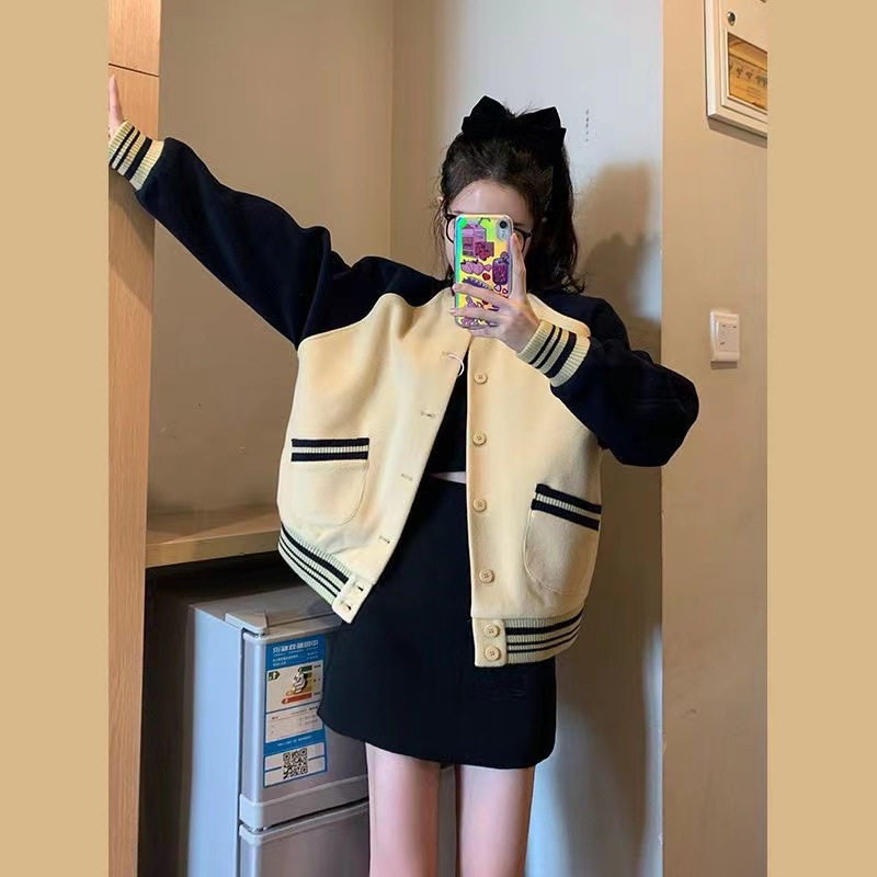 美式复古薄款棒球服女春秋百搭