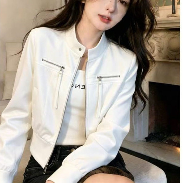 秋季新款酷飒白色短外套女减龄