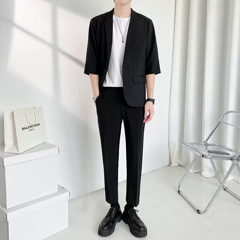 夏季薄款韩版潮流痞帅西装男