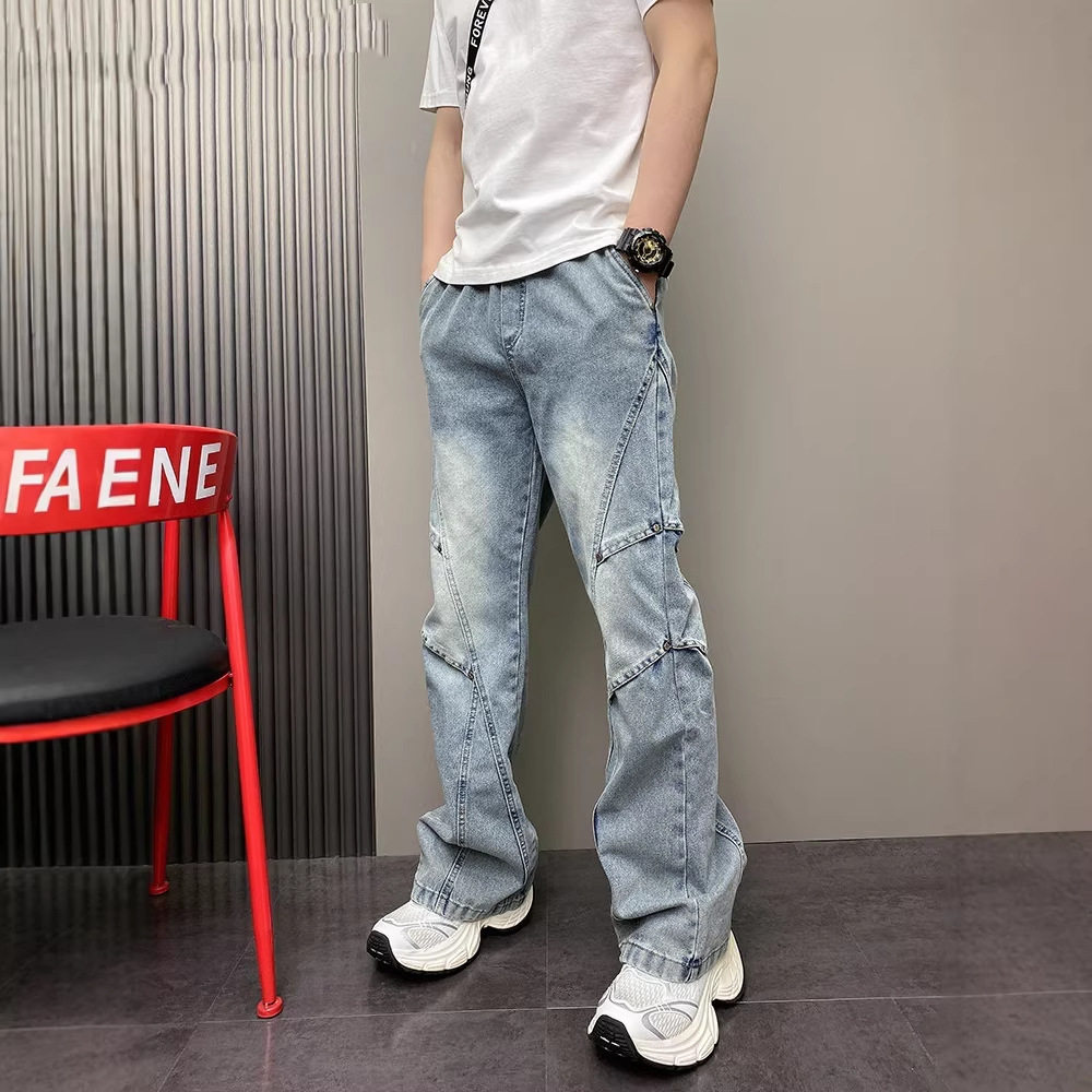 冬季潮牌百搭宽松直筒牛仔裤男生