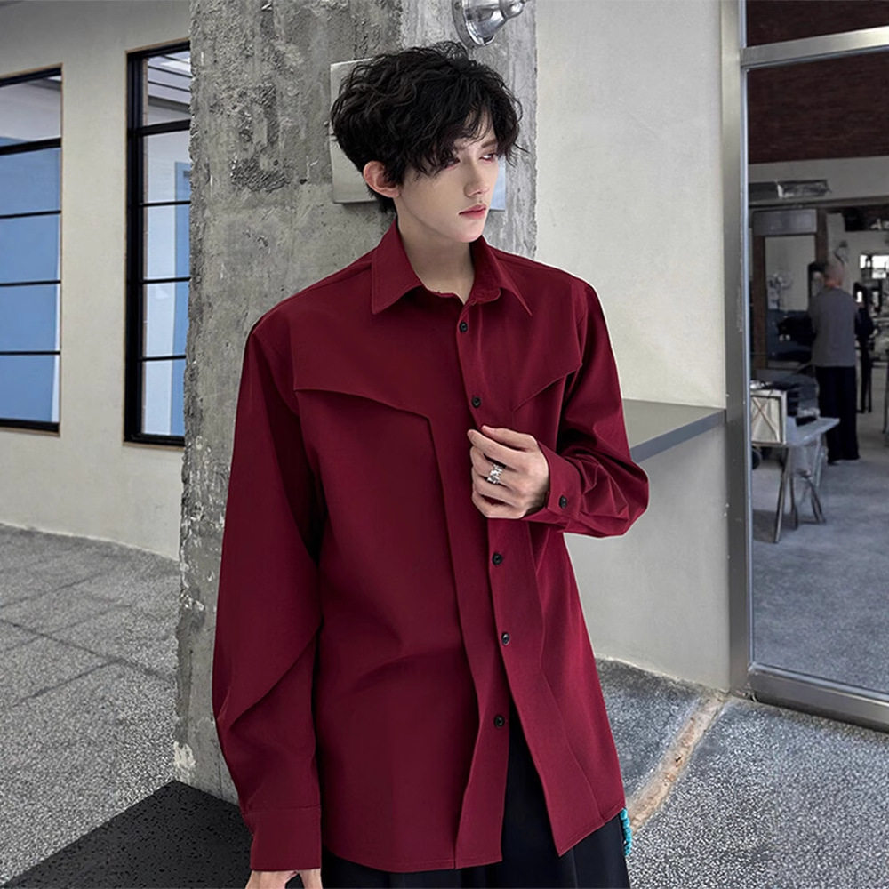 酒红痞帅解构DK制服男款衬衫