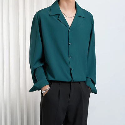 多色简约韩版男士宽松长袖衬衫