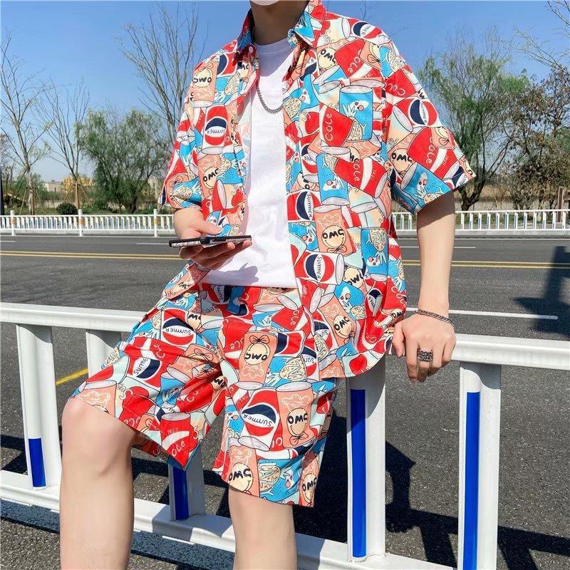 夏威夷花衬衫沙滩情侣度假套装