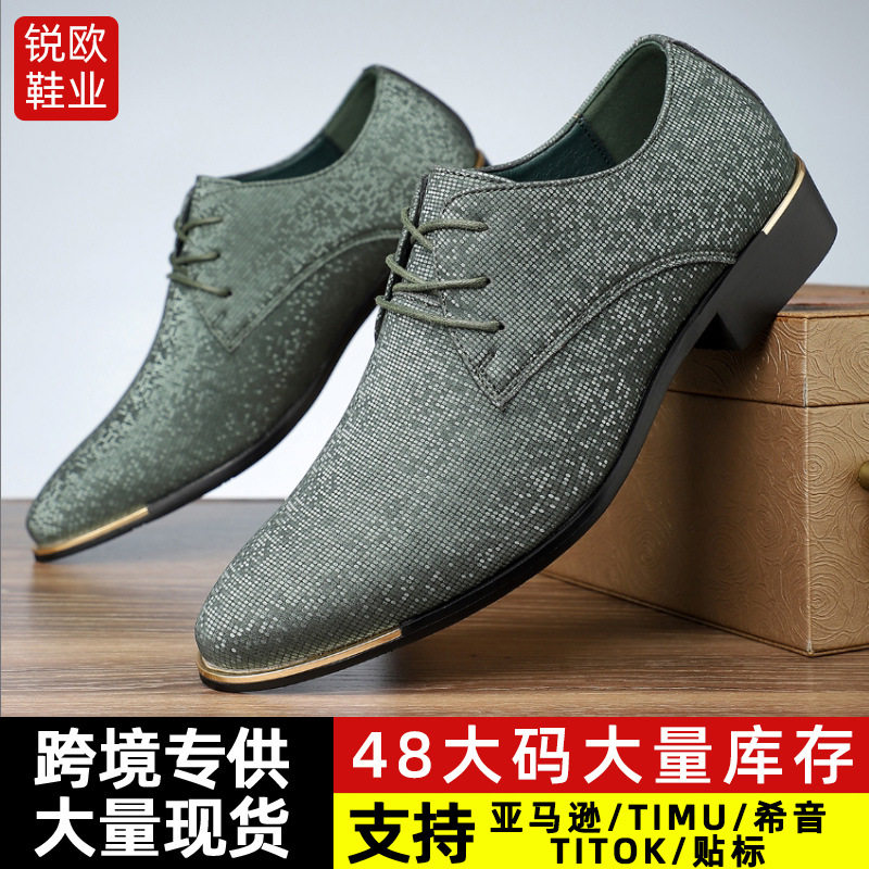 英伦尖头绑带皮鞋青年男士透气休闲布面皮鞋潮男鞋发型师鞋子夏季