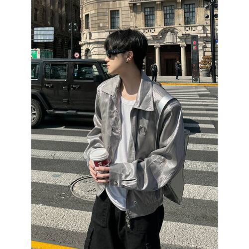 垫肩短款cleanfit外套男春秋款小众设计高级感美式高街vibe风夹克