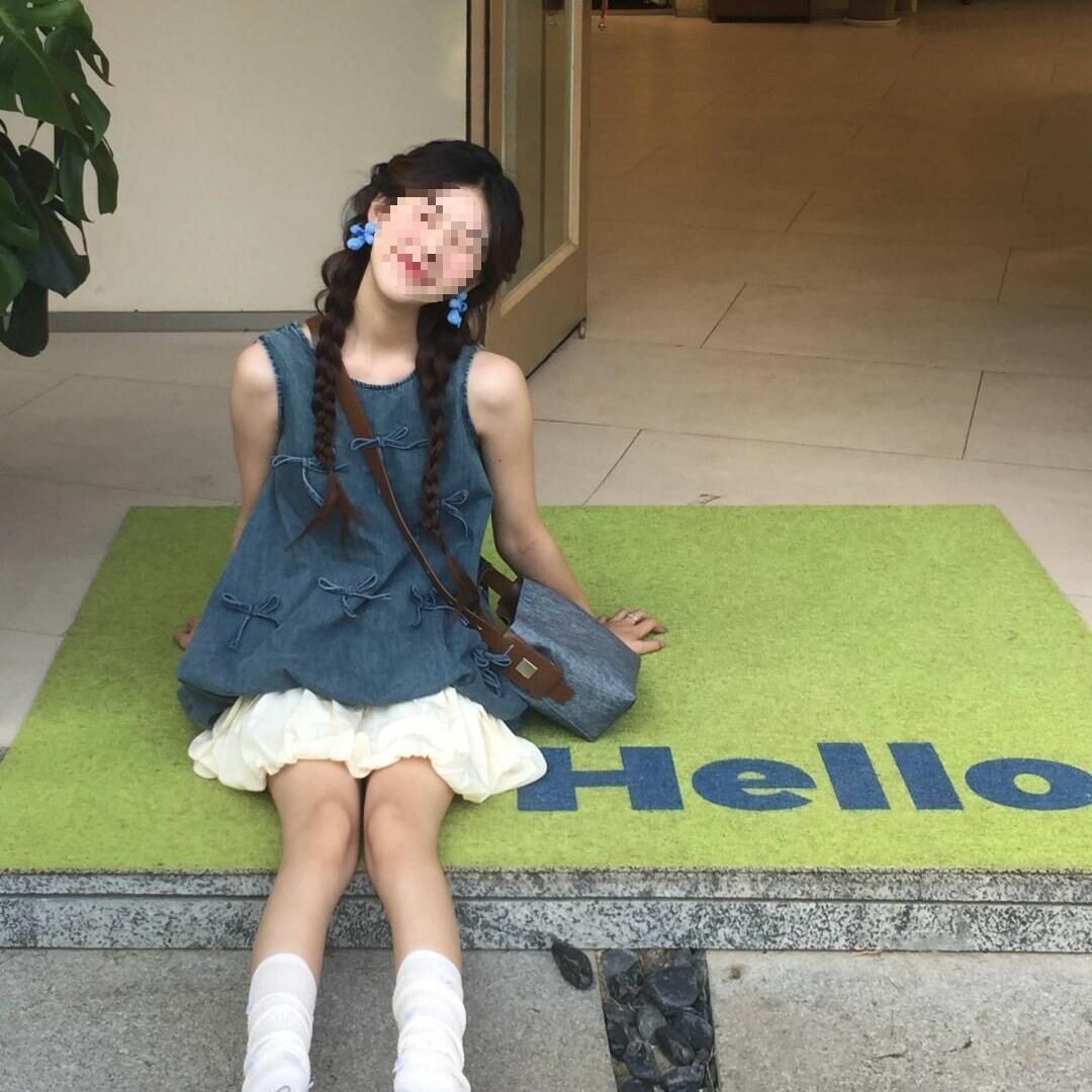 夏装韩系蝴蝶结牛仔短裙两件套
