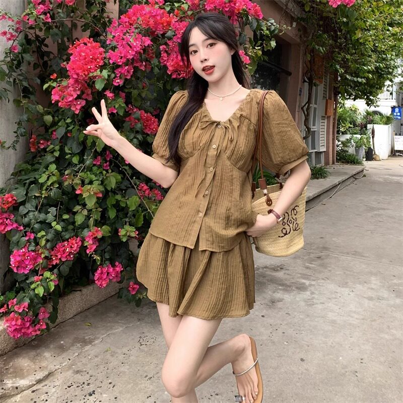 2026夏装孕妇抽绳短裤套装