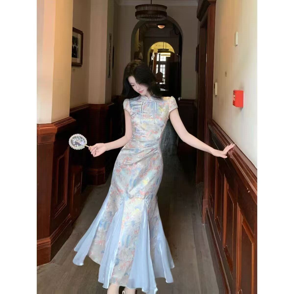 温婉新中式蕾丝改良旗袍连衣裙