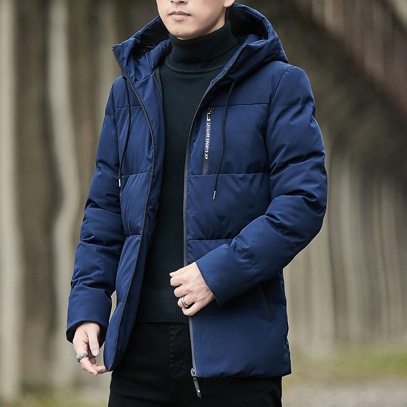 冬季男连帽加厚保暖中款棉服