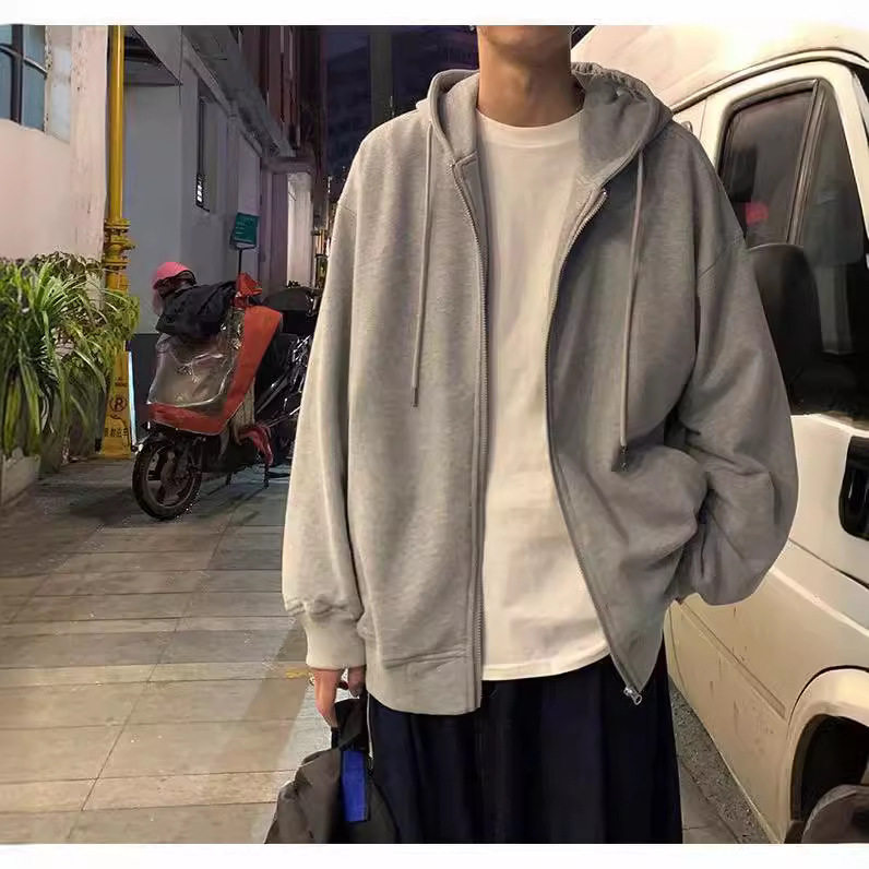 休闲卫衣男秋冬季韩版潮流学生拉链外套宽松运动上衣港风连帽开衫