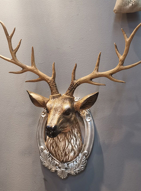 北欧招财鹿头装饰壁挂仿真客厅玄关电视背景墙老虎动物发财鹿挂饰