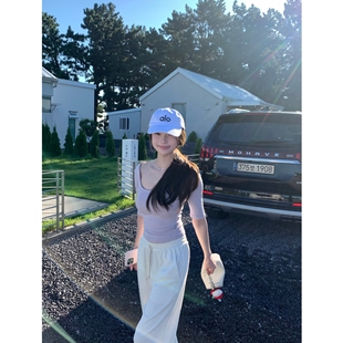 Halonini 偏爱基本款 显瘦方领五分袖气质纯色打底衫早秋内搭T恤