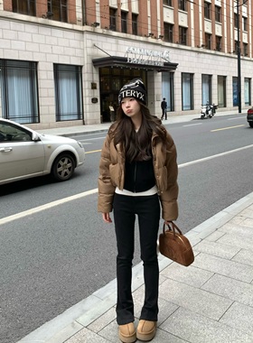 Halonini 显瘦天花板自带PS 黑色弹力马蹄裤微喇高腰百搭牛仔裤女