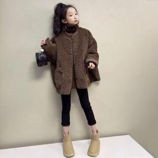 女童外套冬装2025新款洋气大童女装秋冬款加厚毛毛衣儿童冬季上衣